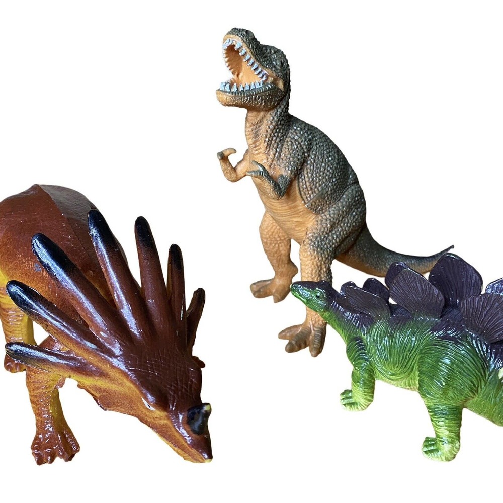 Imperial VTG 1985 Styracosaurus 2017 Stecosaurus & Tyrannosa Set Of 3 Dinosaurs